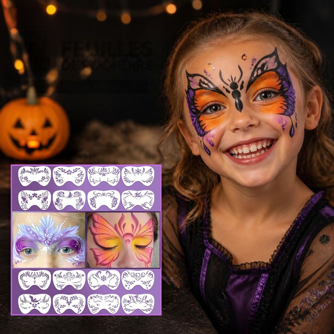 pochoir maquillage halloween demi visage
