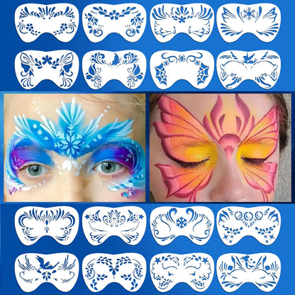 16 grand pochoirs de maquillage pour les déguisement Halloween et la fêtes d'enfants