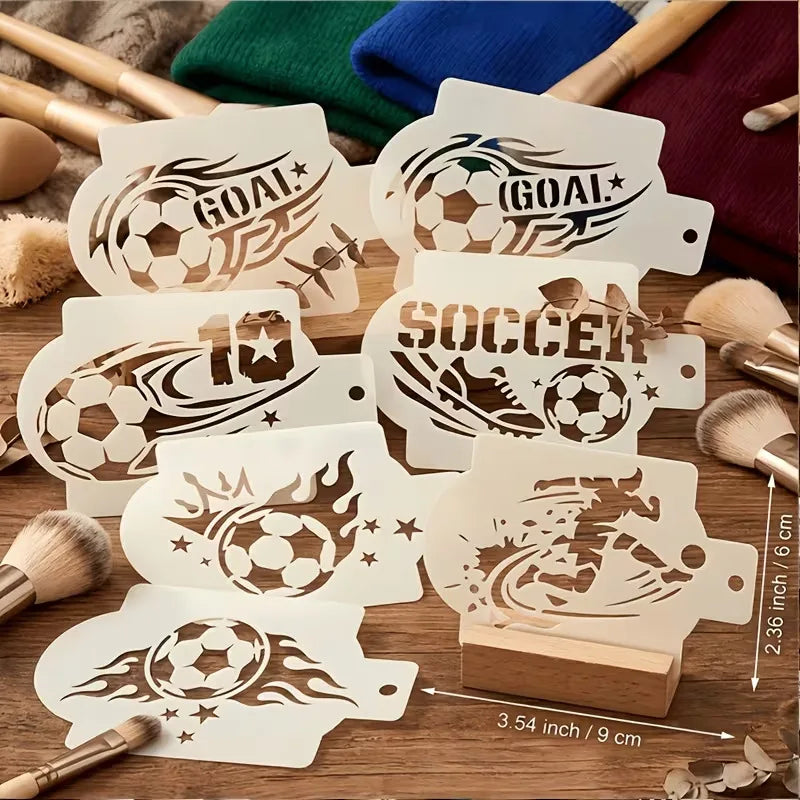 6 pochoirs peinture et maquillage thématique de foot 9cm x6cm