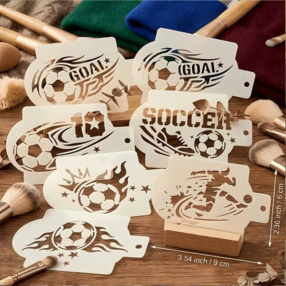 6 pochoirs peinture et maquillage thématique de foot 9cm x6cm