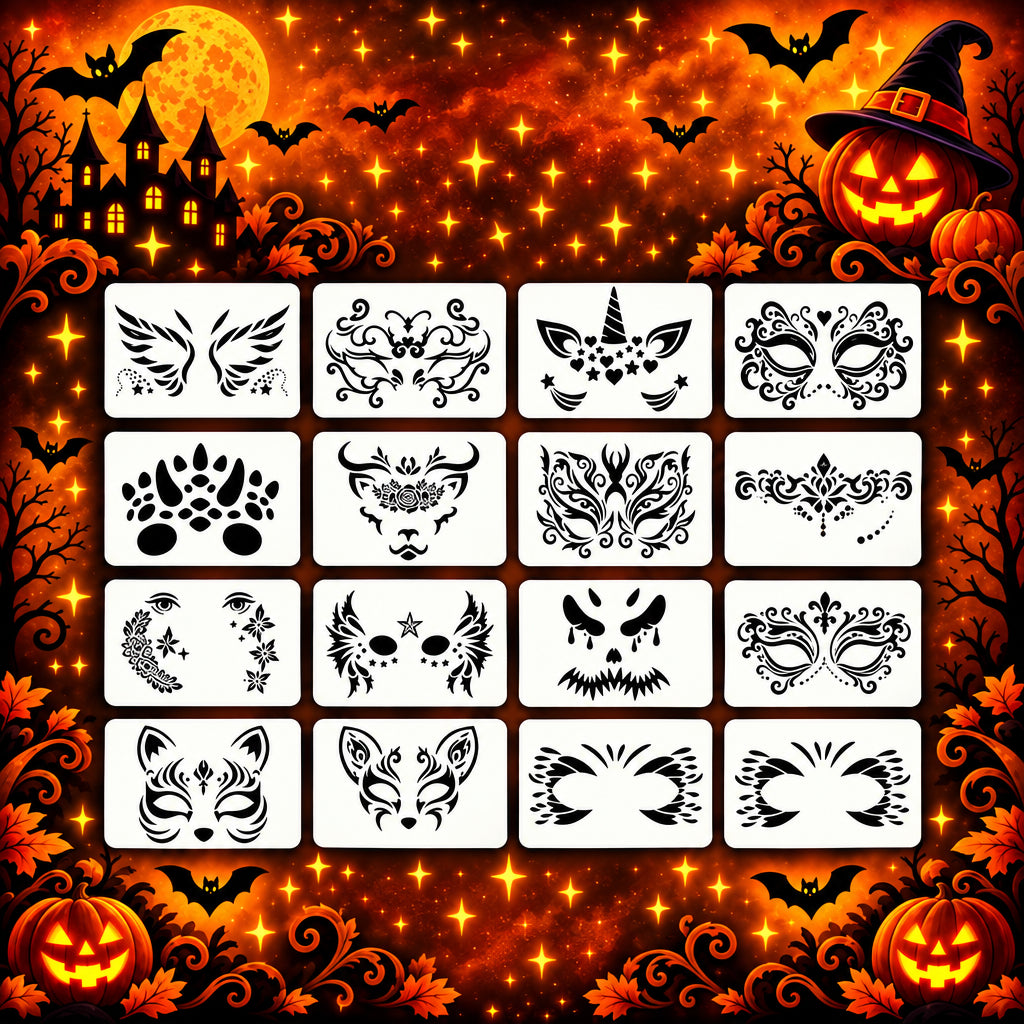 page au couleur d 'Halloween pour présenter les pochoirs  demi face