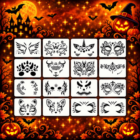 page au couleur d 'Halloween pour présenter les pochoirs  demi face