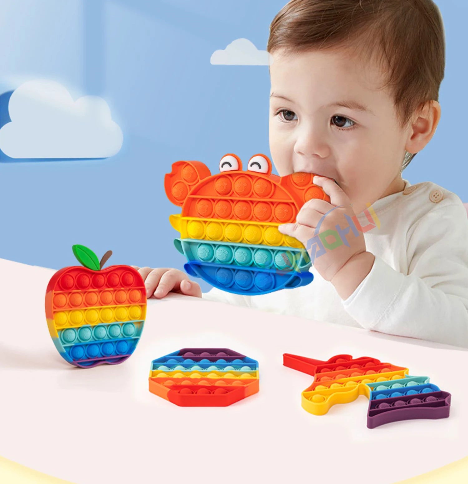 fidget toy pop it modèle de crabe en silicone de qualité alimentaire