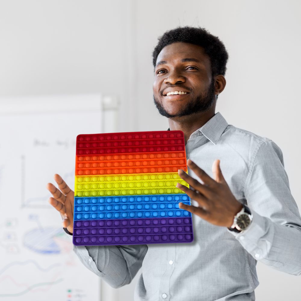 pop it carré en silicone arc en ciel pop it XXL