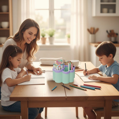 pot à crayon idéal lorsque vous désirez organiser vos enfant pour la période de devoirs à la maison