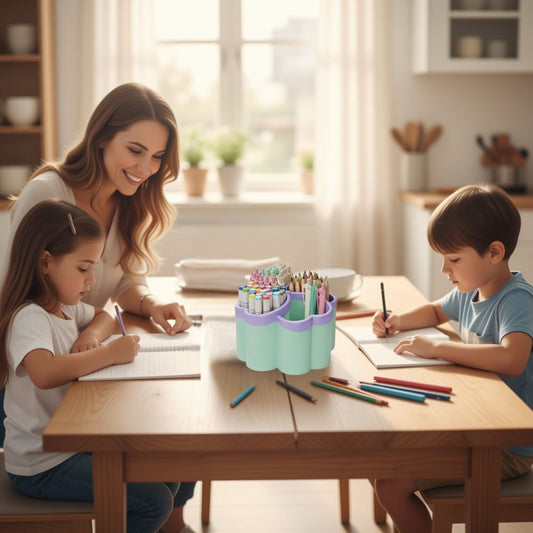 pot à crayon idéal lorsque vous désirez organiser vos enfant pour la période de devoirs à la maison