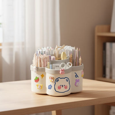 Pot à crayon à grande capacité, rotatif, léger