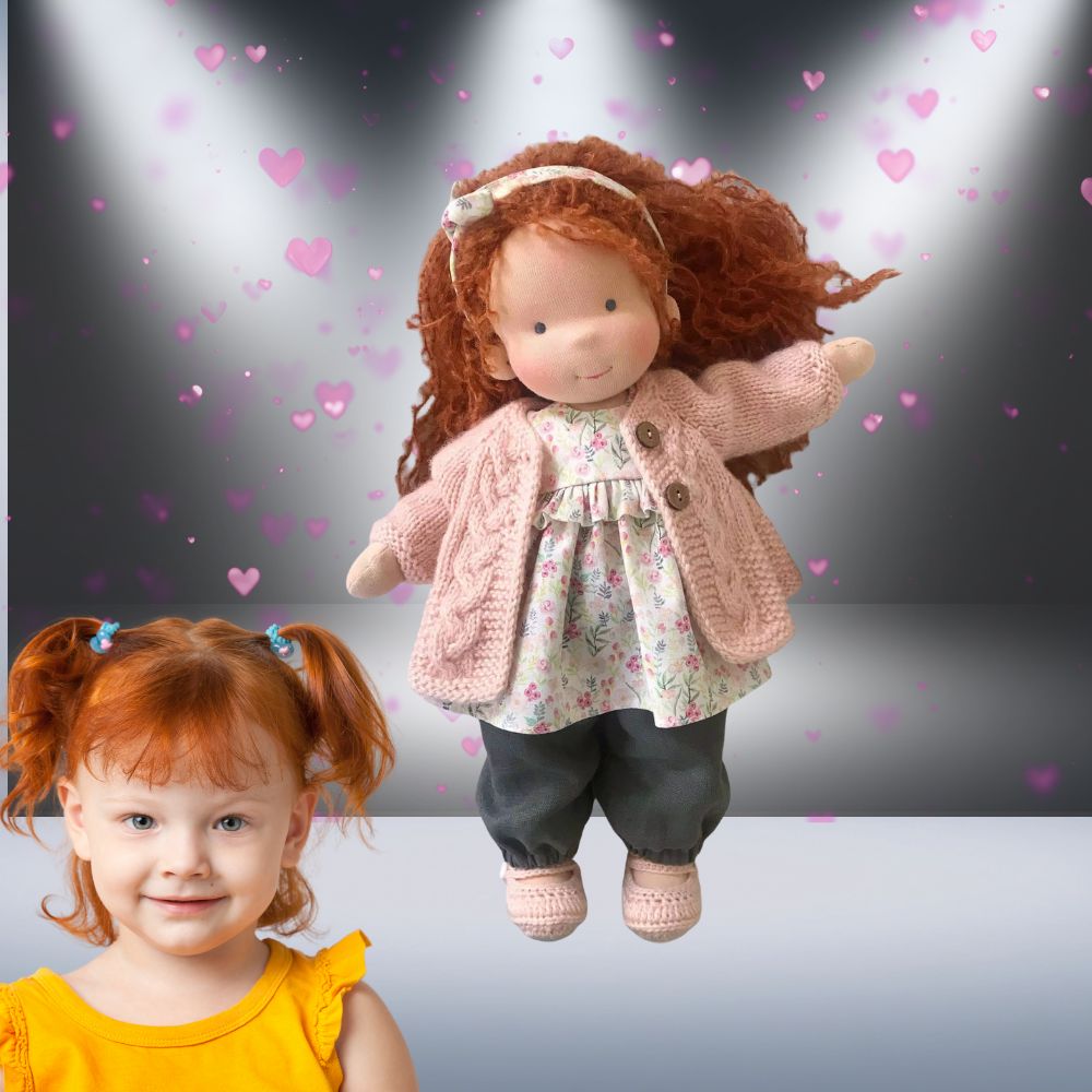poupée en chiffon cadeau affectueux pour petite fille rousse