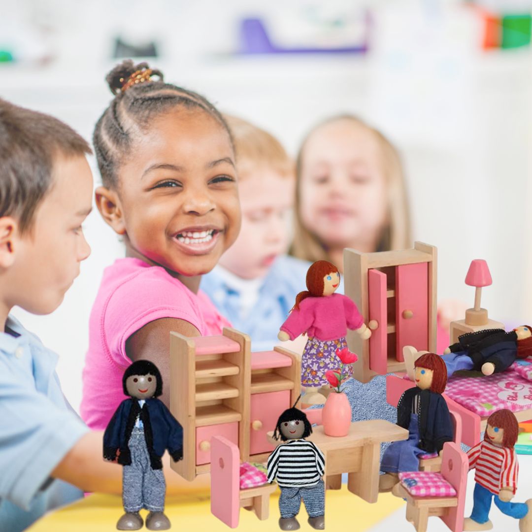 Poupée - Famille Happy poupées de bois miniatures (3 nationalités)👨‍👩‍👧‍👦 - JEUX - FOCUS
