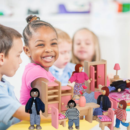 Poupée - Famille Happy poupées de bois miniatures (3 nationalités)👨‍👩‍👧‍👦 - JEUX - FOCUS