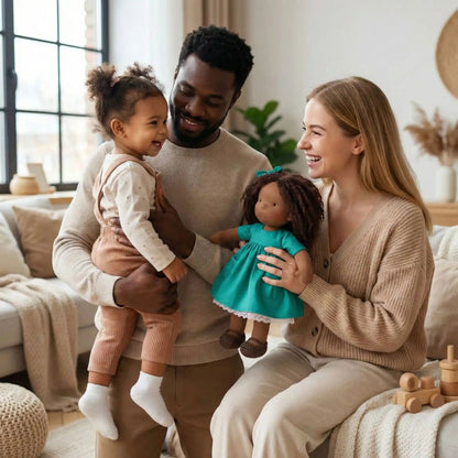 Poupée noire en chiffon avec jolis vêtement en coton
