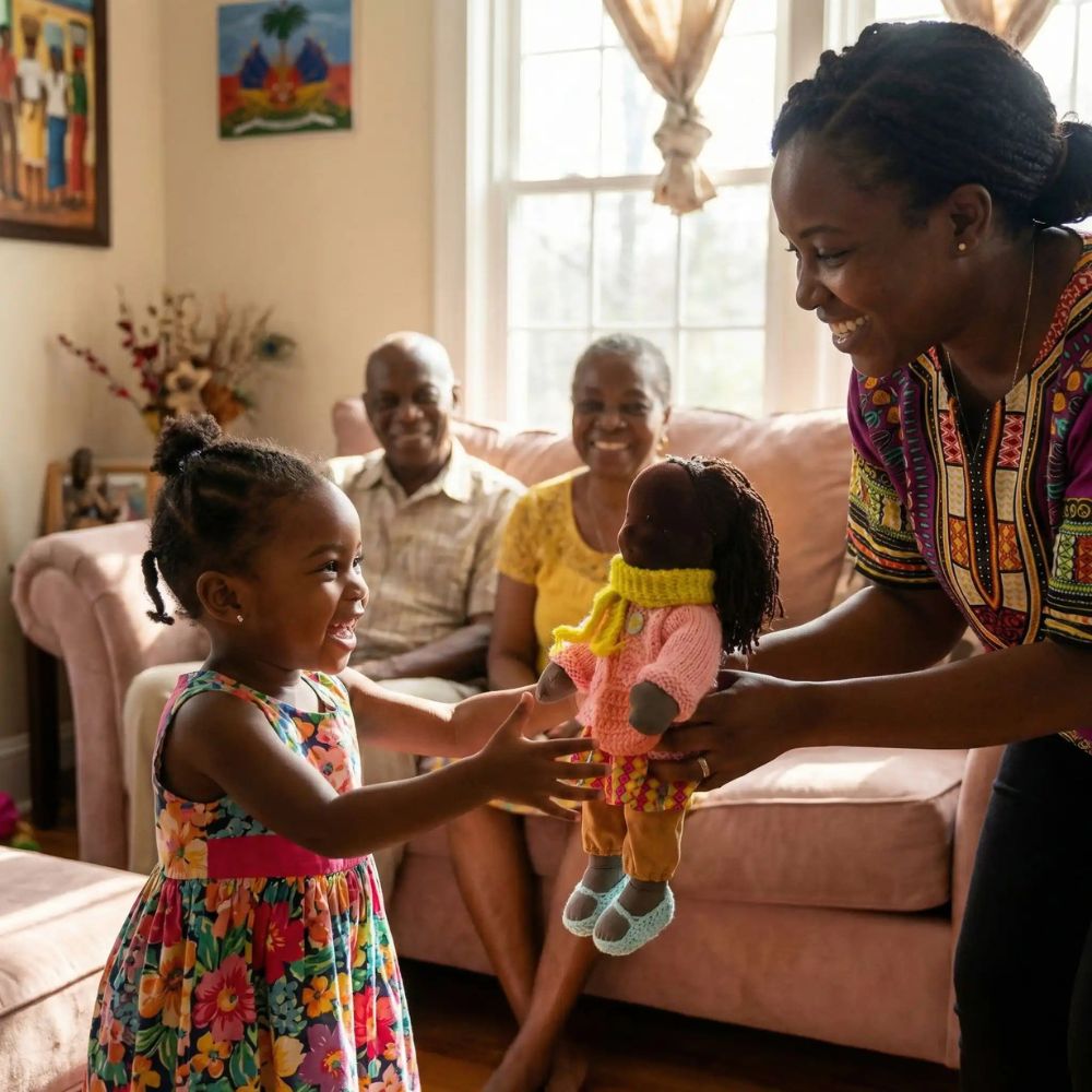 une poupée noire pour enfant d'origine africaine douceur câlin cadeau fille 2-7ans