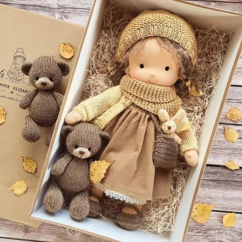 poupees-cheveux-chatain-en-tissus-douce-câlin