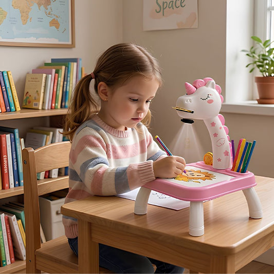 projecteur dessin pour enfant modèle petite licorne avec 3 disques d'images jeux autonome et calme pour tout-petit 2-6ans