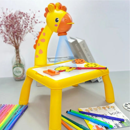 projecteur dessin modèle de table à dessin miniature pour enfant girafe jaune musicale