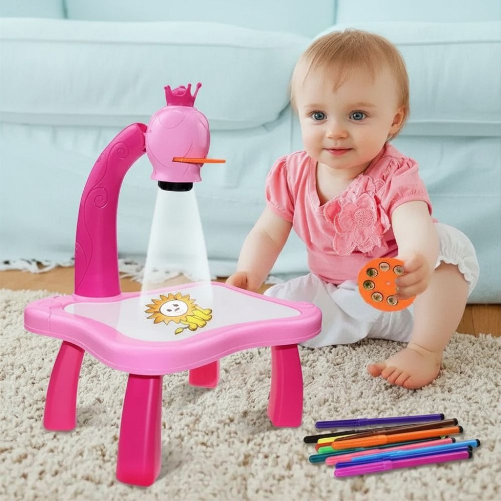 proecteur dessin pour enfant rose avec couronne de princesse pour petite fille agée entre 3 et 6ans