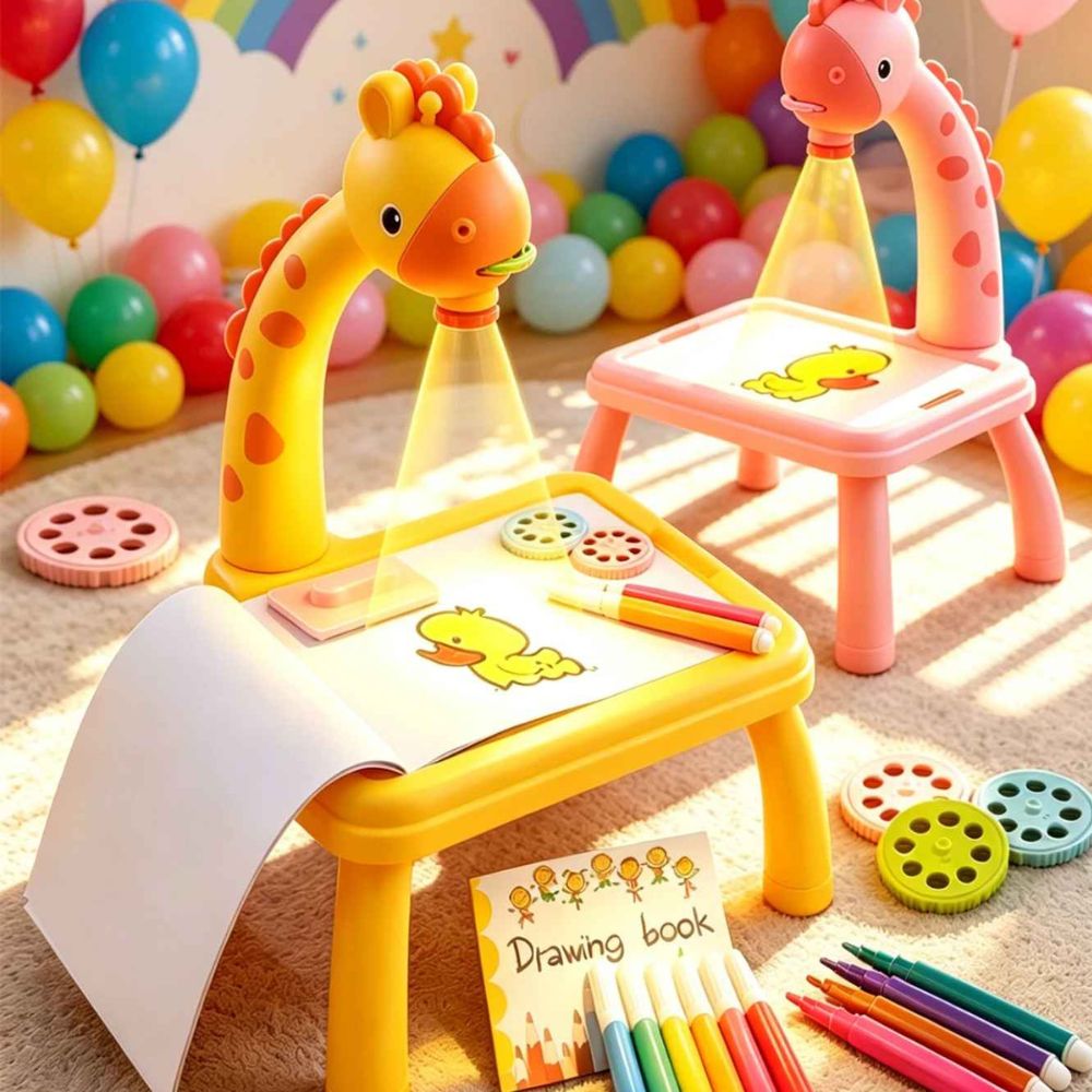 projecteur dessin modèles girafes rose ou jaune pour station artistique et jeux calmes pour enfant de 3 a 6anse