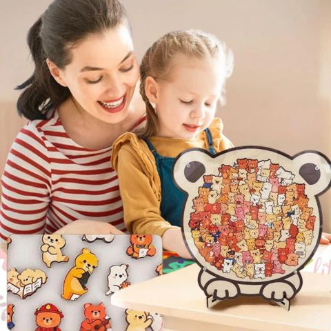 puzzle bois animaux le Multi oursons mignons une activité zen  pour toute la famille