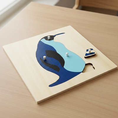 Puzzle bois original pingouin  pièces finement taillées toute sécurité