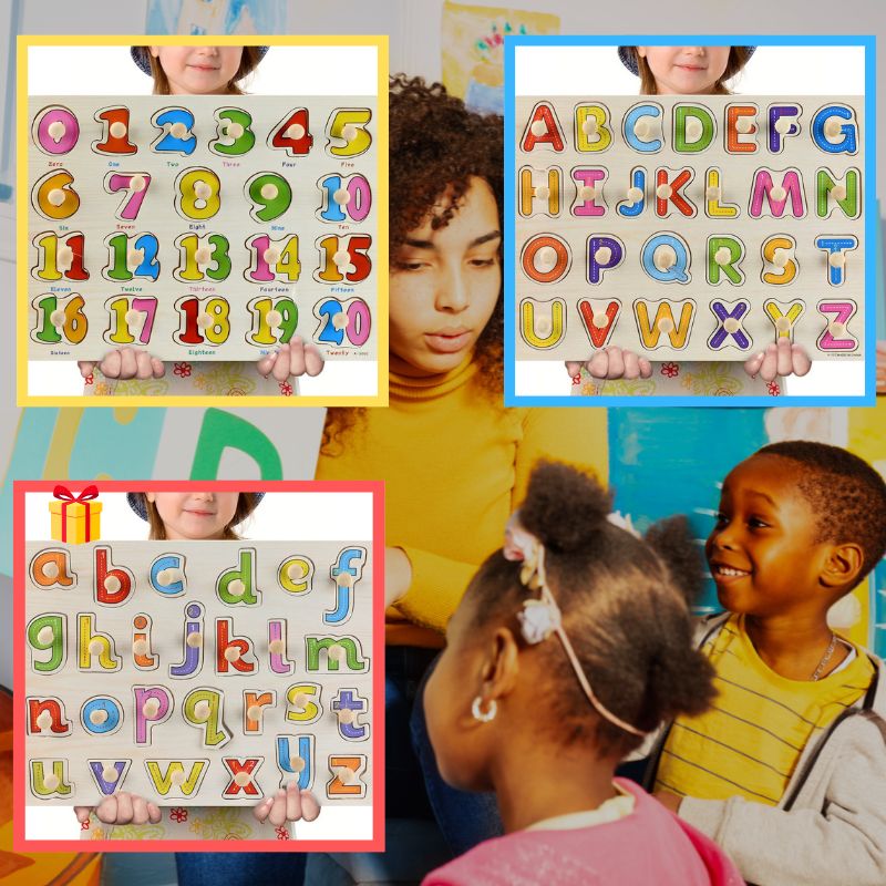puzzle-en-bois-3D-PETITE-ECOLE-ALPHABET-CHIFFRES-lettres-majuscules-MINUSCULES