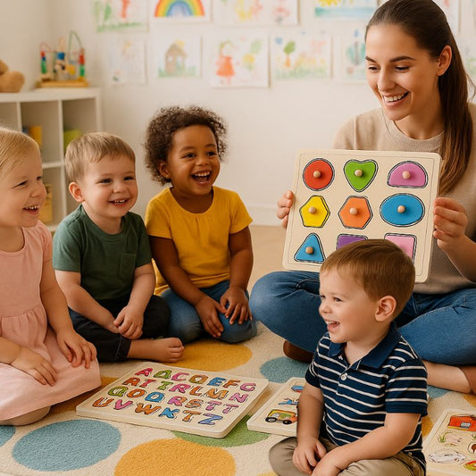 puzzle-en-bois-3D-enfant-adapte-enfant-préscolaire-bébé-12-mois-poignée