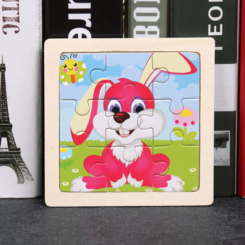 puzzle enfant pour débutant joli lapin rose