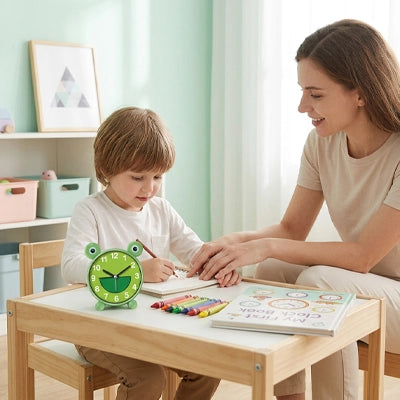 réveil enfant avec aiguille , lecture de l'heure analogique comprendre la valeur du temps pour la période de devoir