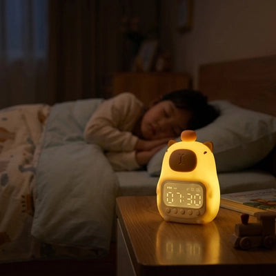 Réveil enfant EN SILICONE 2 en 1 veilleuse  capybarra enfant dort 
