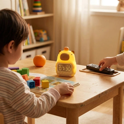 apprends la gestion du temps de jeux avec ton réveil enfant capybara