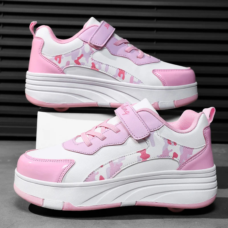 nouveau modèle de roller enfant rose et blanc