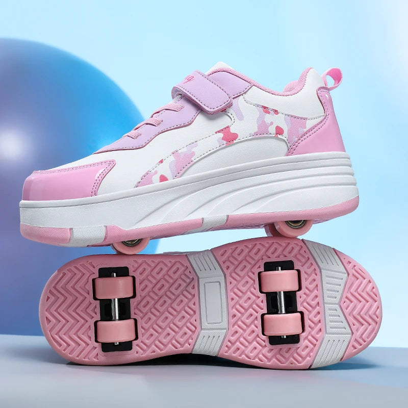 roller enfant modèle fille et semelle plate de skate board 
