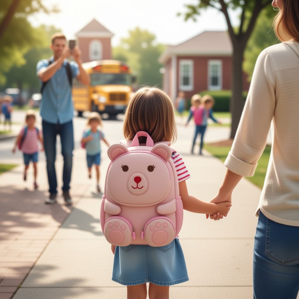 sac à dos enfant maternelle ourson à pochette rose mignon pour fille et garçon  