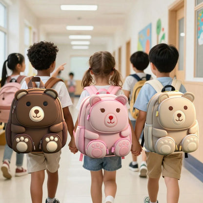 sac à dos enfant maternelle ourson à pochette trois choix de couleur pour fille et garçon de 3-10 ans