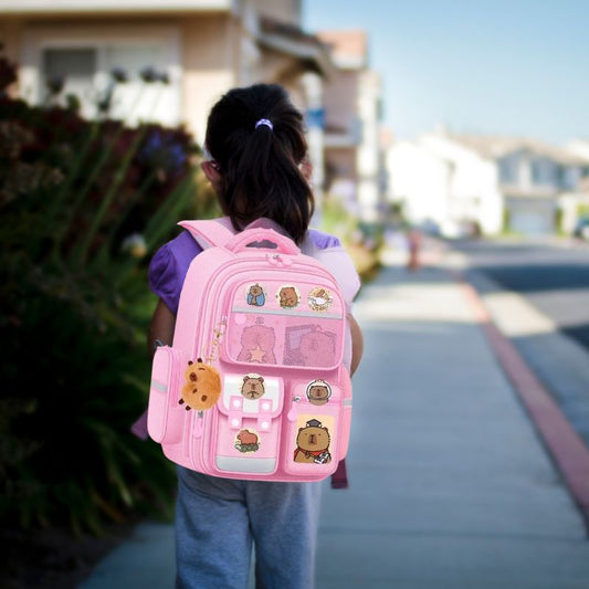 sac-a-dos-enfant-rose-capybara-orthopédique-cartable-école