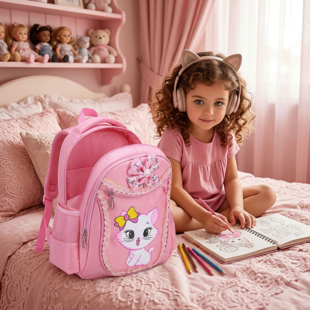SAC A DOS FILLE rose adorable mignon et de bonne qualité durable elle sera la star de la cour d'école