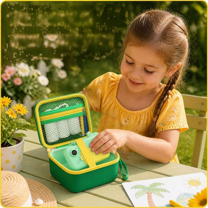 sac pour appareil photo vert et jaune résistant et léger