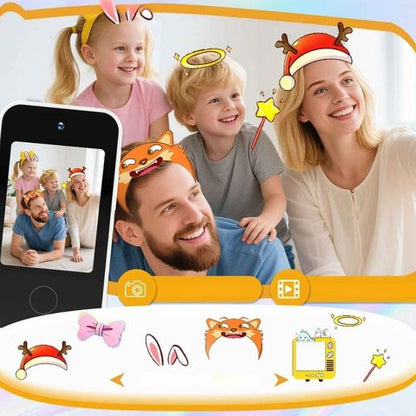 smartphone enfant ,appareil photo double et réversible et caméra vidéo sticers amusants jeux enseignement de l anglais, francais, allemand et espagnol