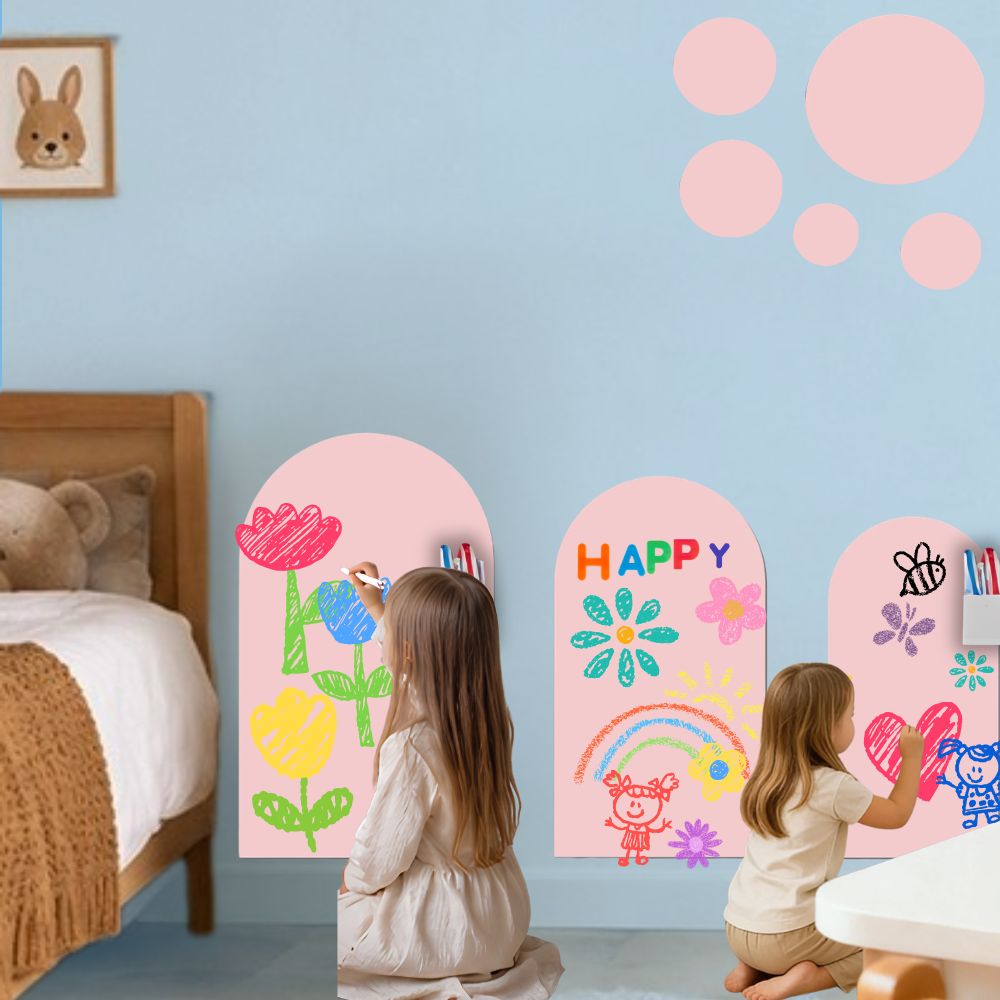 sticker muraux chambre rose  le tableau enfant adhésif et magnétiqueun soutien éducatif facil à installer