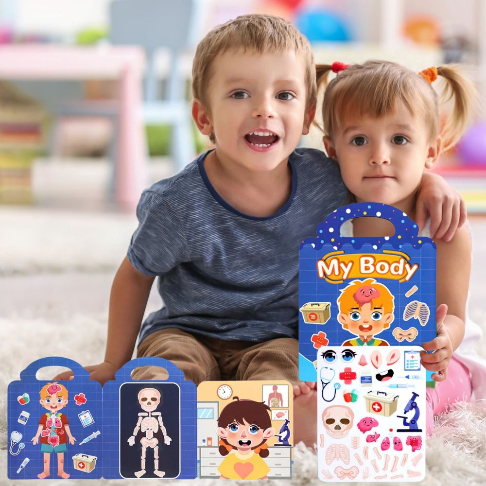 stickers book pour enfant  , le meilleur livre jeux pour apprendre à connaître les parties du corps humain