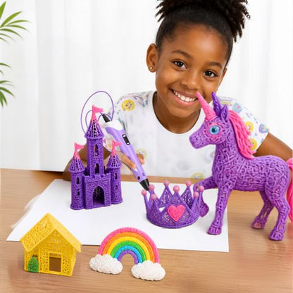 une feille de 8 ans a créé un pouliche mauve en 3 dimension grâce à son stylo 3d enfant