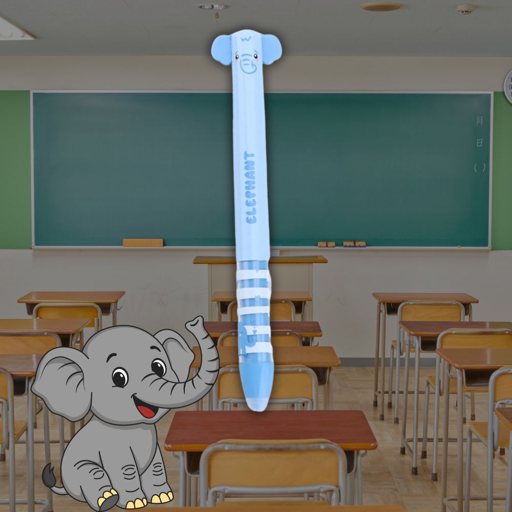 stylo effaçable  modèle éléphant Kawaii double couleur d'encre bleu et rouge  