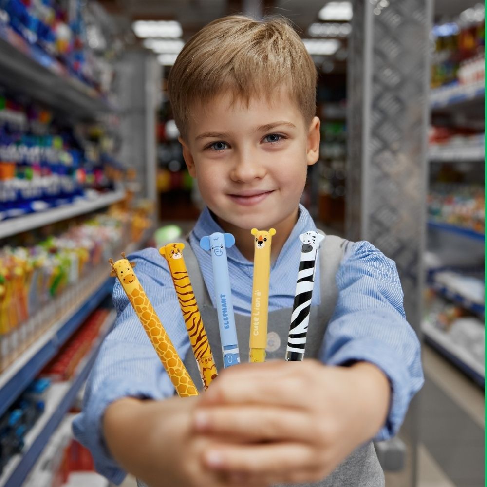 garçon avec stylo enffaçable Kawaii Mezza-ni-mots pour enfant et adolescent  contient 2 couleurs d'encre bleu ou rouge
