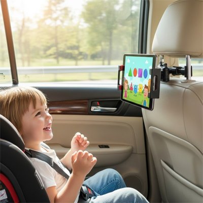 Support pour tablette essentiel pour les tout petit en voiture sur la route des vacances