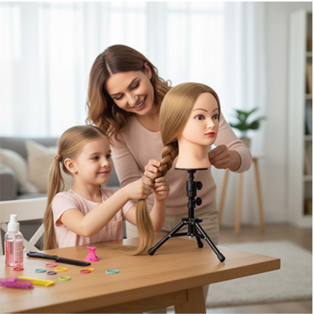 trepied de table. trépied court pour utiliser sur une table et jouer avec sa tete a coiffer enfant pendant des heures sans se fatigué de la position car ergonomie