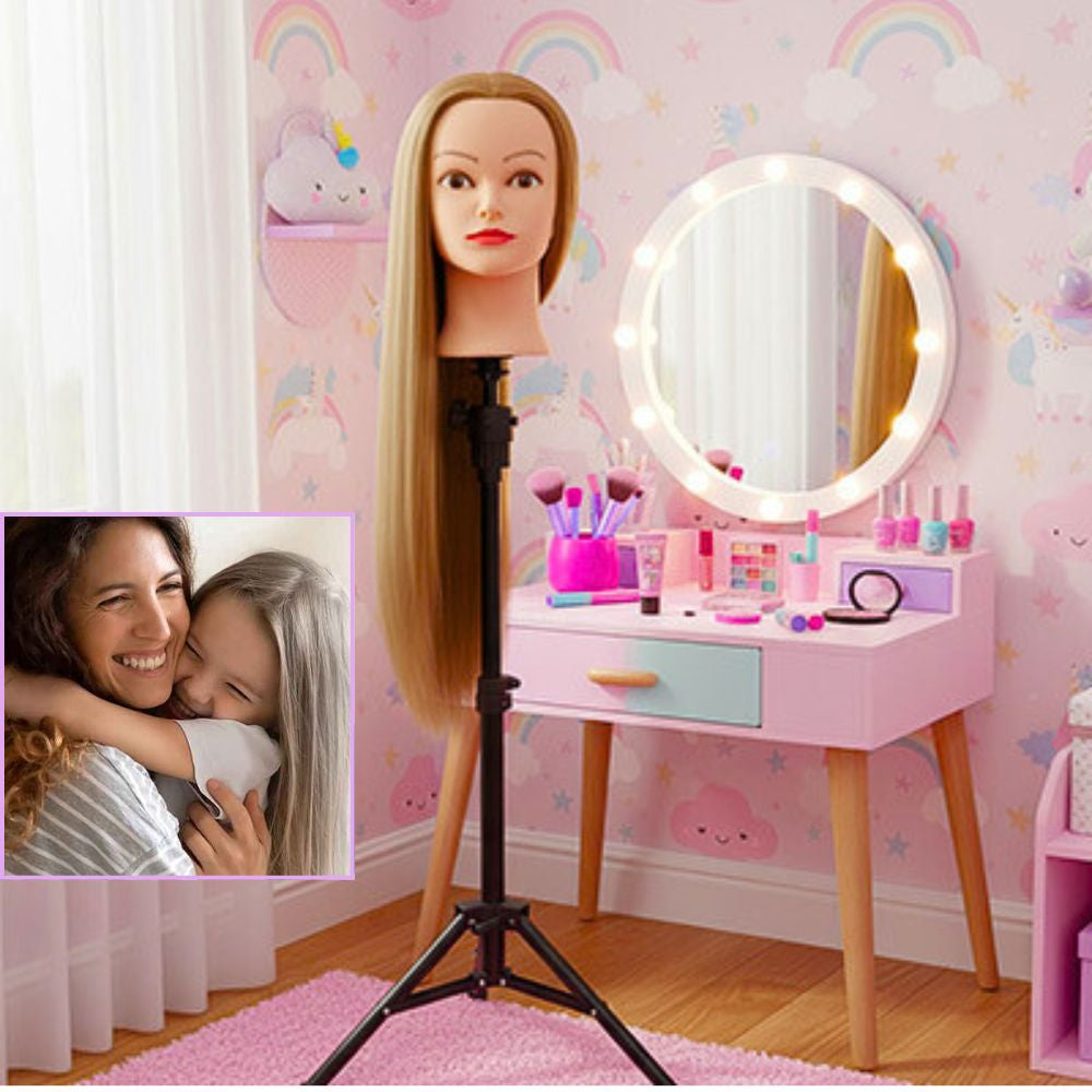 trépied pleine hauteur pour les grande fille souhaitant maquiller et coiffer en position debout sans se fatiguer