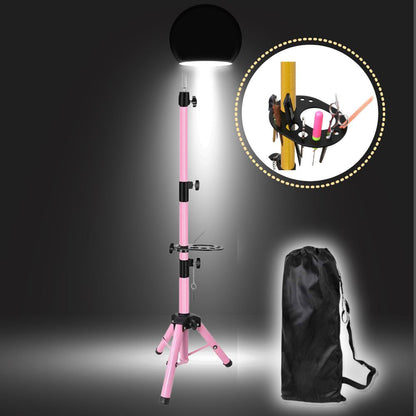 support de tete a coiffer ROSE AVEC TABLETTE ET SAC DE TRANSPORT trépied coiffer debout