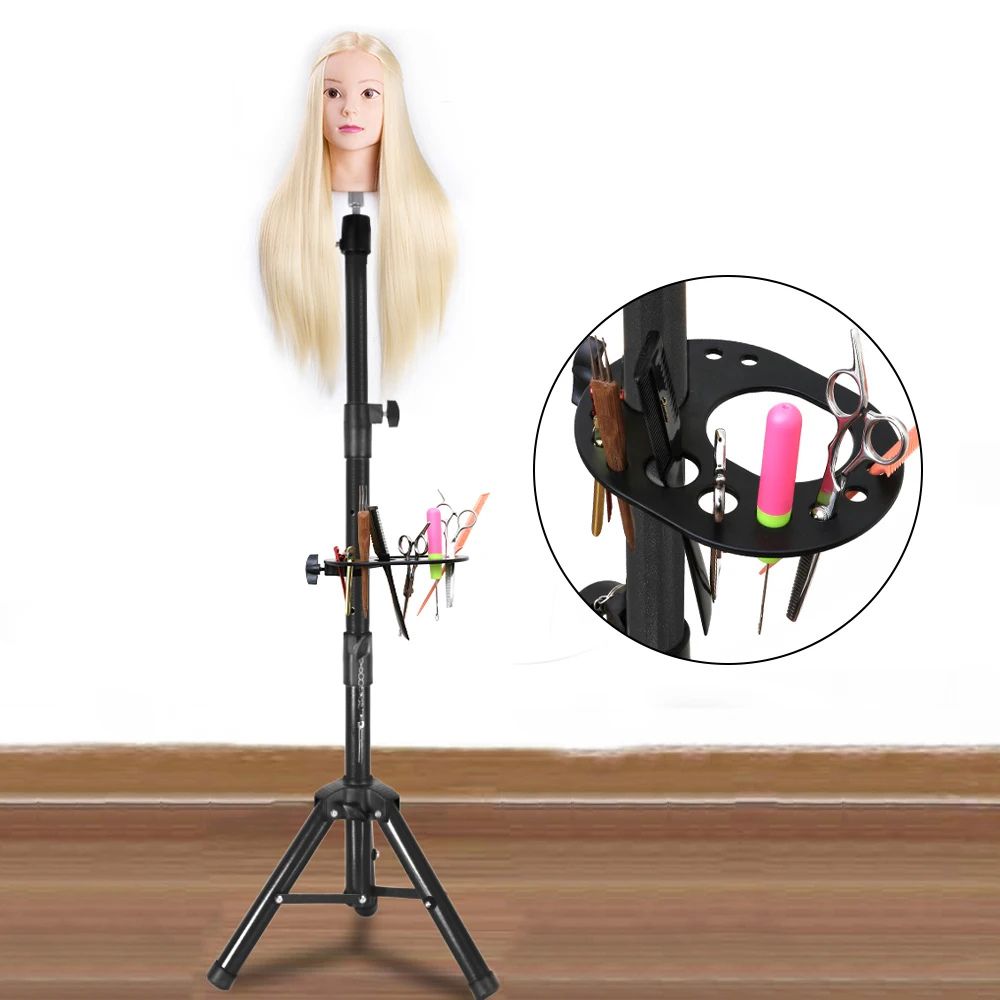 trépied pleine hauteur 140cm pour tête à coiffer pro avec tablette pour avoir tous ses instruments à portée de main