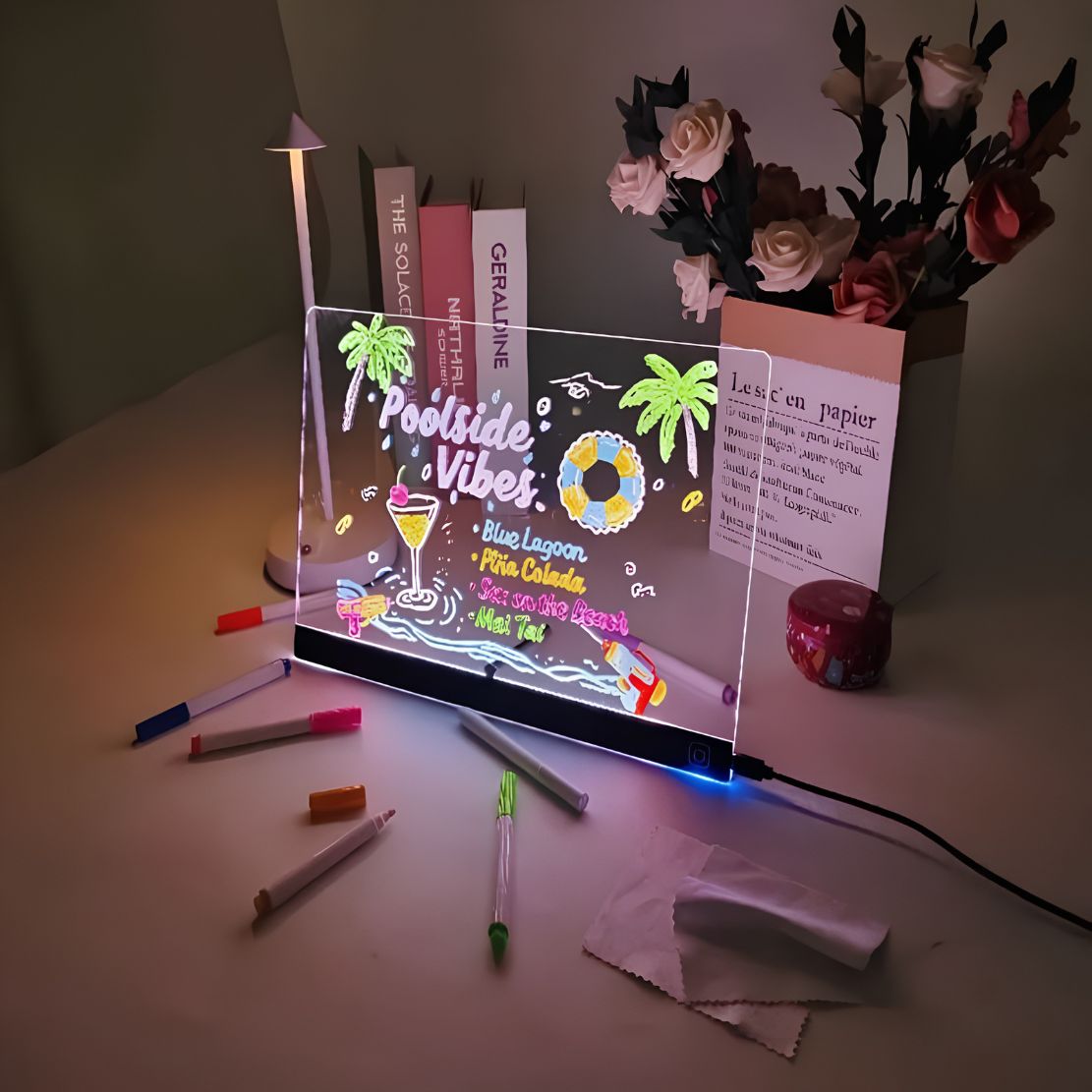 tableauà dessin lumineux lumiboard de luxe 7 couleurs de Led et 2 options d'intensité. Le meilleur.