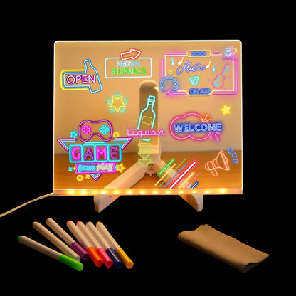 tableau dessin lumineux, créativité, affichage original