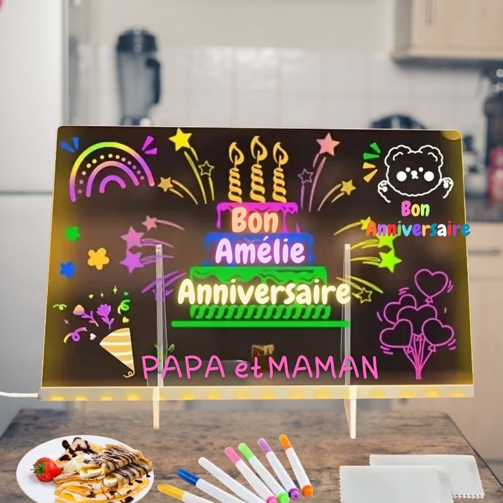 tableau dessin lumineux, polyvalent, solution originale pour souligner les moments spéciaux